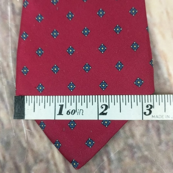 Christian Dior Mens Necktie Red with Blue Diamonds - Picture 4 of 5